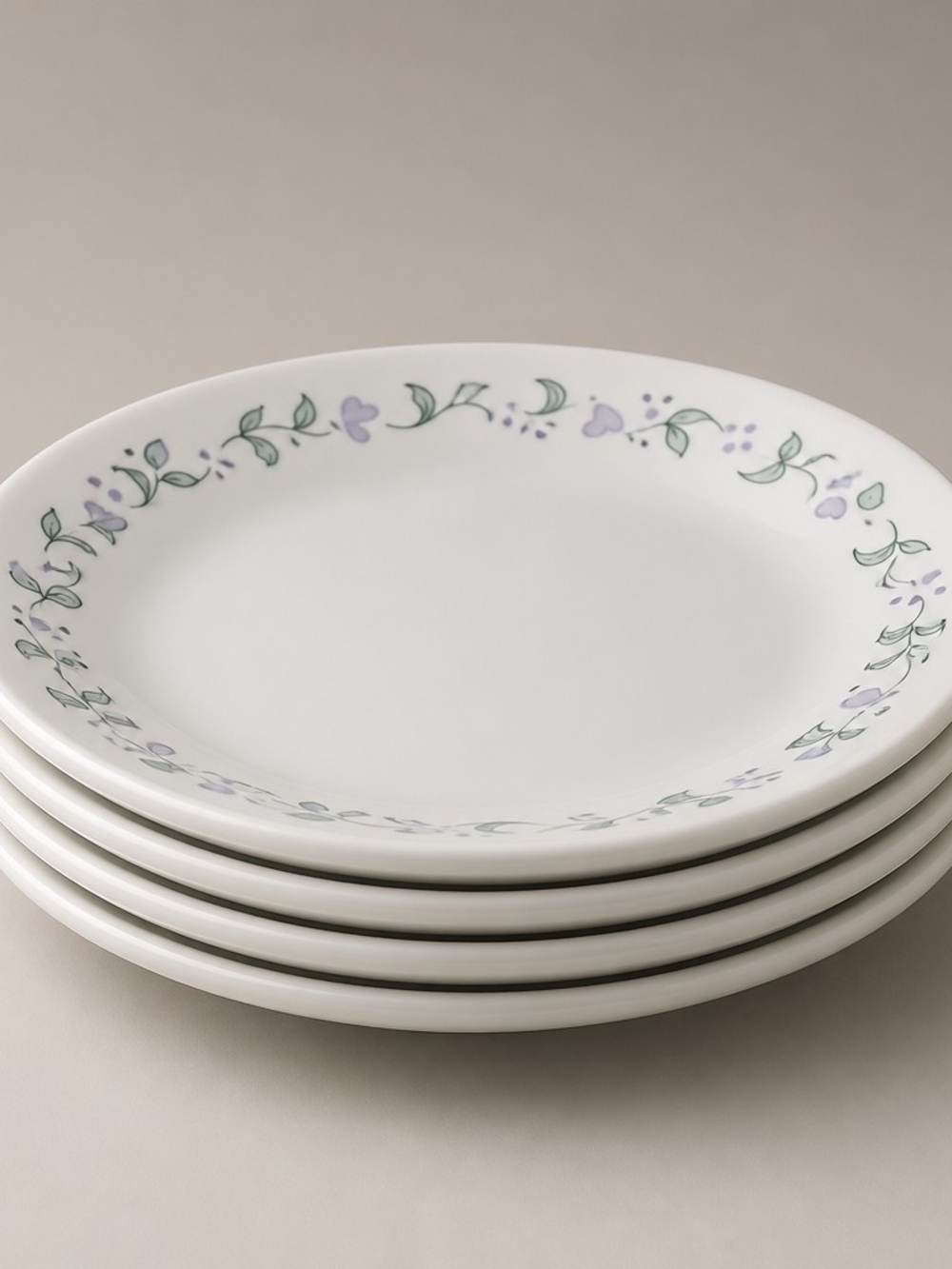 Corelle White Bread/Salad Plates with Blue Floral Vine Border